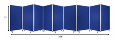 318" X 1" X 71" Blue, Metal, 9 Panel, Screen