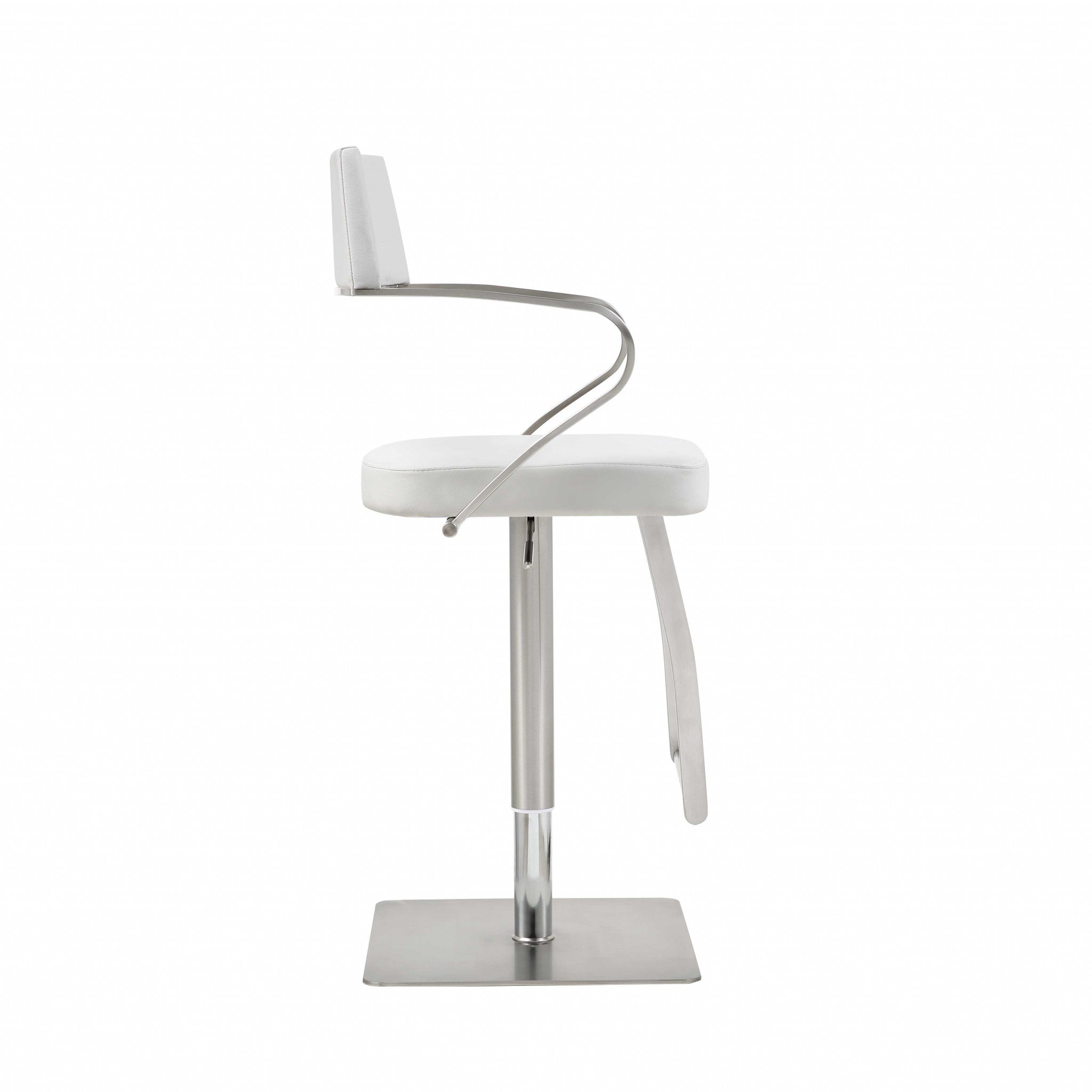 21 " White And Silver Stainless Steel Bar Chair