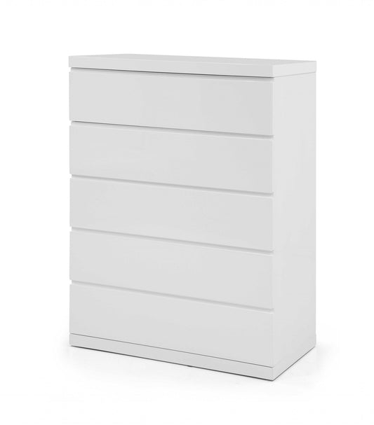 36 X 20 X 47 Gloss White Stainless Steel 5 Drawer Chest - Homeroots