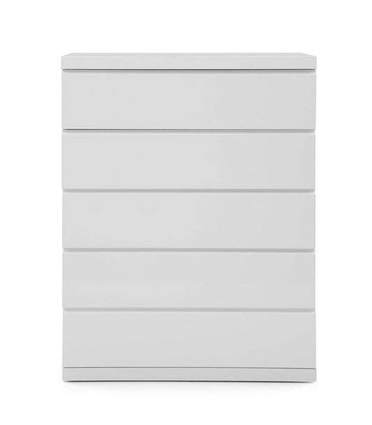 36 X 20 X 47 Gloss White Stainless Steel 5 Drawer Chest - Homeroots