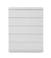 36 X 20 X 47 Gloss White Stainless Steel 5 Drawer Chest - Homeroots