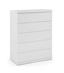 36 X 20 X 47 Gloss White Stainless Steel 5 Drawer Chest - Homeroots