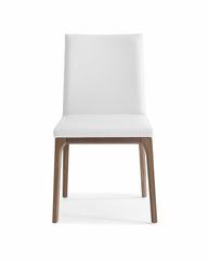 Set of Two White And Brown Upholstered Faux Leather isequal(Yes,No,Wood Dining Side Chairs