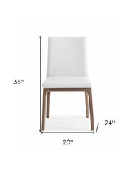 Set of Two White And Brown Upholstered Faux Leather isequal(Yes,No,Wood Dining Side Chairs