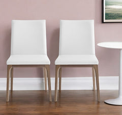 Set of Two White And Brown Upholstered Faux Leather isequal(Yes,No,Wood Dining Side Chairs