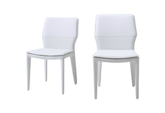 Set of Two White Slipcovered Upholstered Faux Leather Dining s