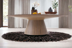 95" Brown Oval Solid Wood Pedestal Base Dining Table