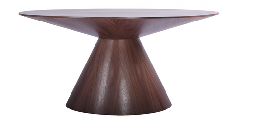 59" Brown Rounded Solid Wood Pedestal Base Dining Table