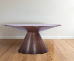 59" Brown Rounded Solid Wood Pedestal Base Dining Table