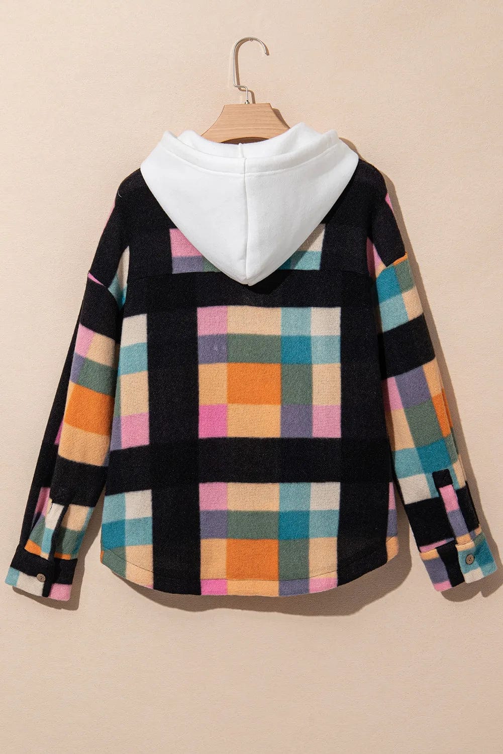 Drawstring Color Block Long Sleeve Hoodie - Trendsi