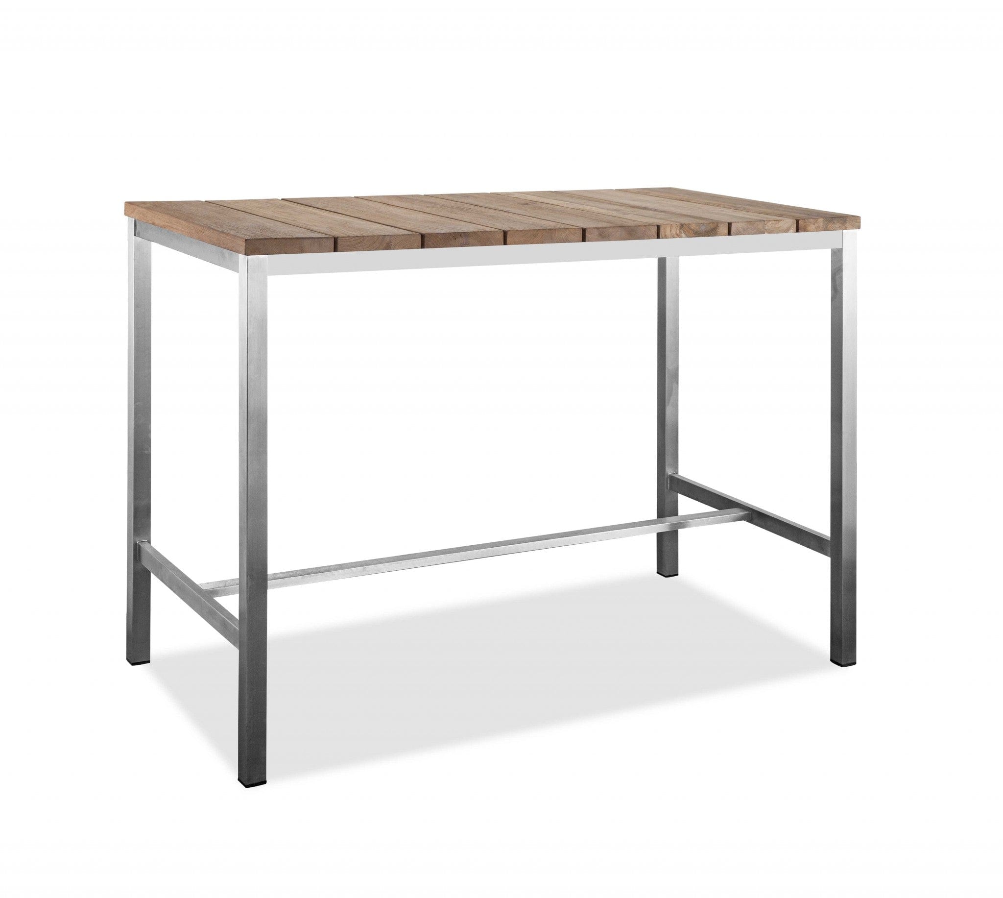 55" Wood Brown And Silver Solid Wood And Stainless Steel Dining Table - Homeroots