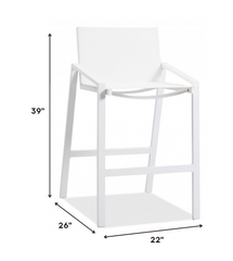 28" White Stainless Steel Counter Height Bar Chair