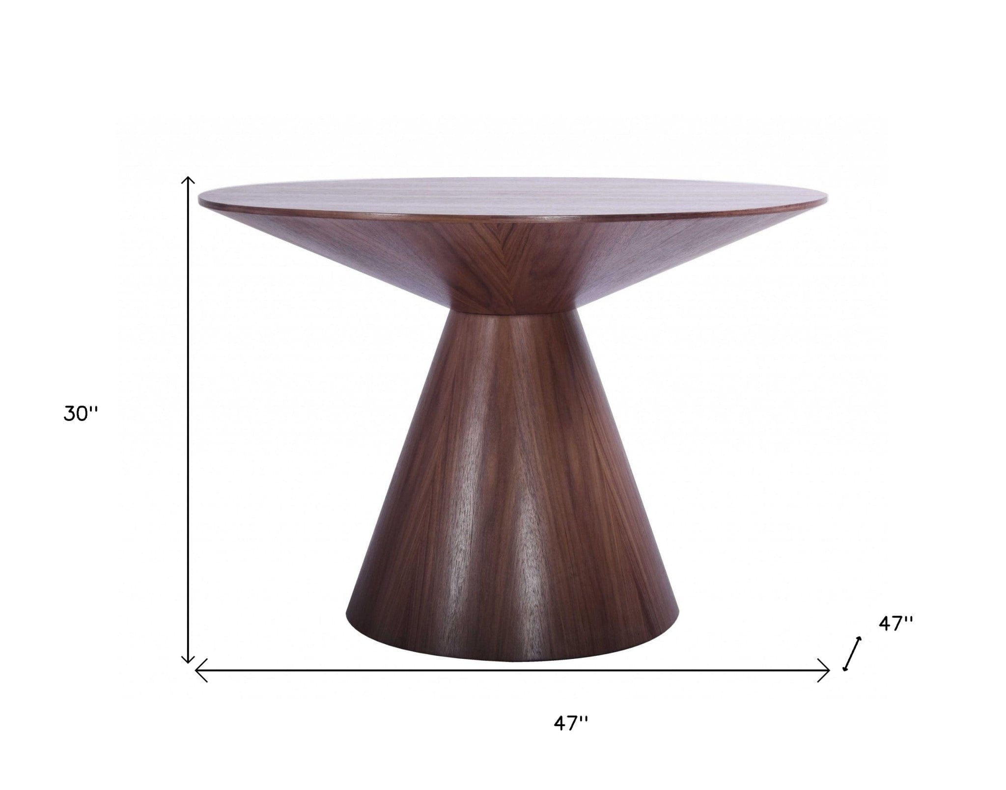 47" Brown Rounded Solid Wood Pedestal Base Dining Table - Homeroots