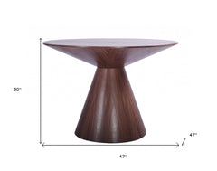 47" Brown Rounded Solid Wood Pedestal Base Dining Table - Homeroots