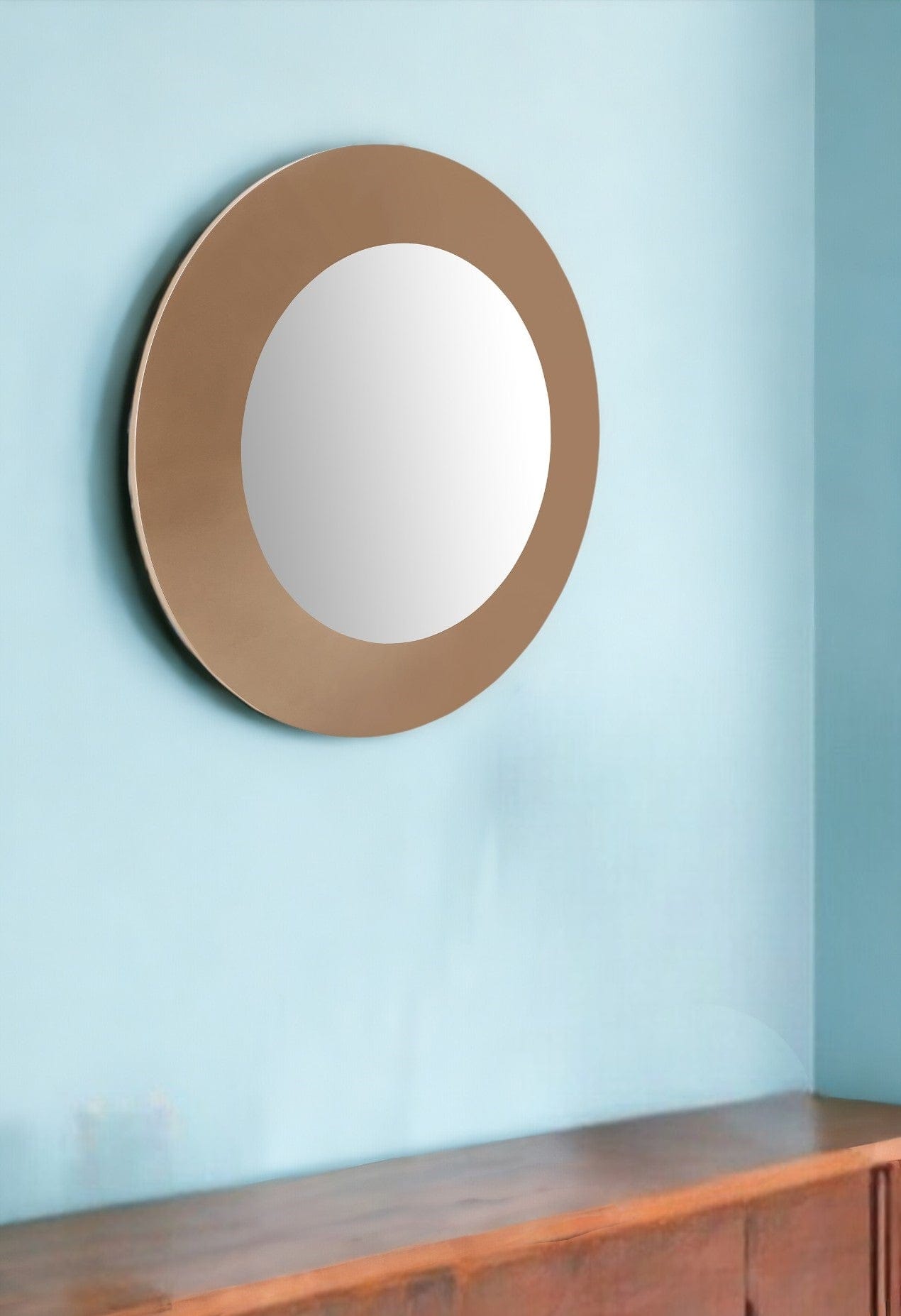 47" Gold Round Framed Accent Mirror - Homeroots