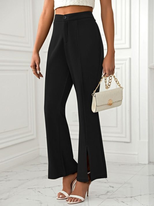 Slit Flare Pants with Pockets - Trendsi