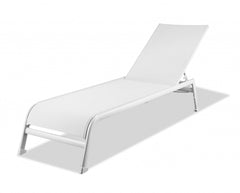 Set of Two 23" White and Chrome Indoor Outdoor Chaise Lounge