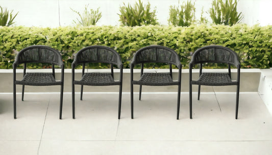 Set of Four 22" Gray Aluminum Outdoor Arm Chair