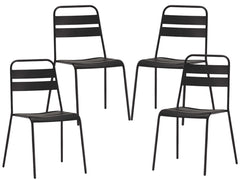 Set Of 4 Gray Stacking Aluminum Armless Chairs