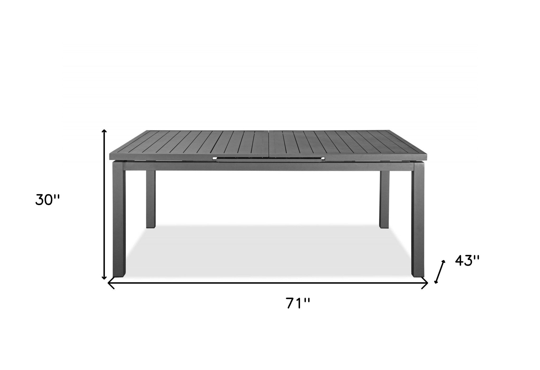 71" Gray Aluminum Extendable Outdoor Dining Table