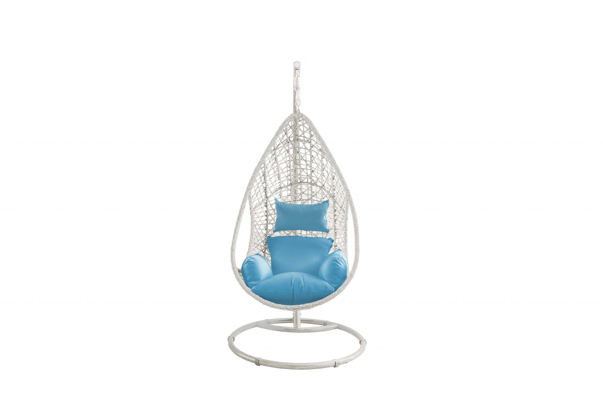 40" Blue and Steel stand finished Metal Outdoor Swing Chair with Blue Cushion - Homeroots