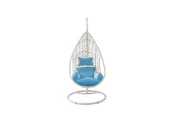 40" Blue and Steel stand finished Metal Outdoor Swing Chair with Blue Cushion - Homeroots