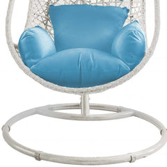 40" Blue and Steel stand finished Metal Outdoor Swing Chair with Blue Cushion - Homeroots