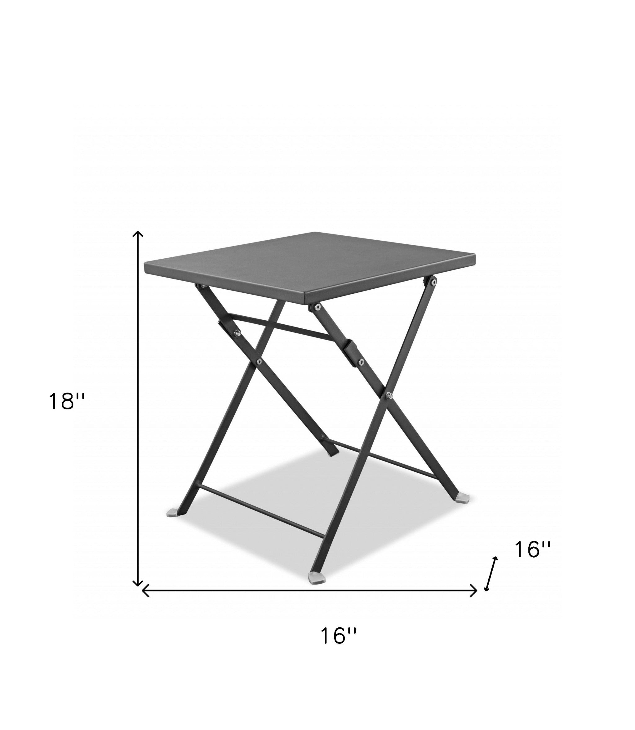 18" Gray Stainless Steel Square End Table