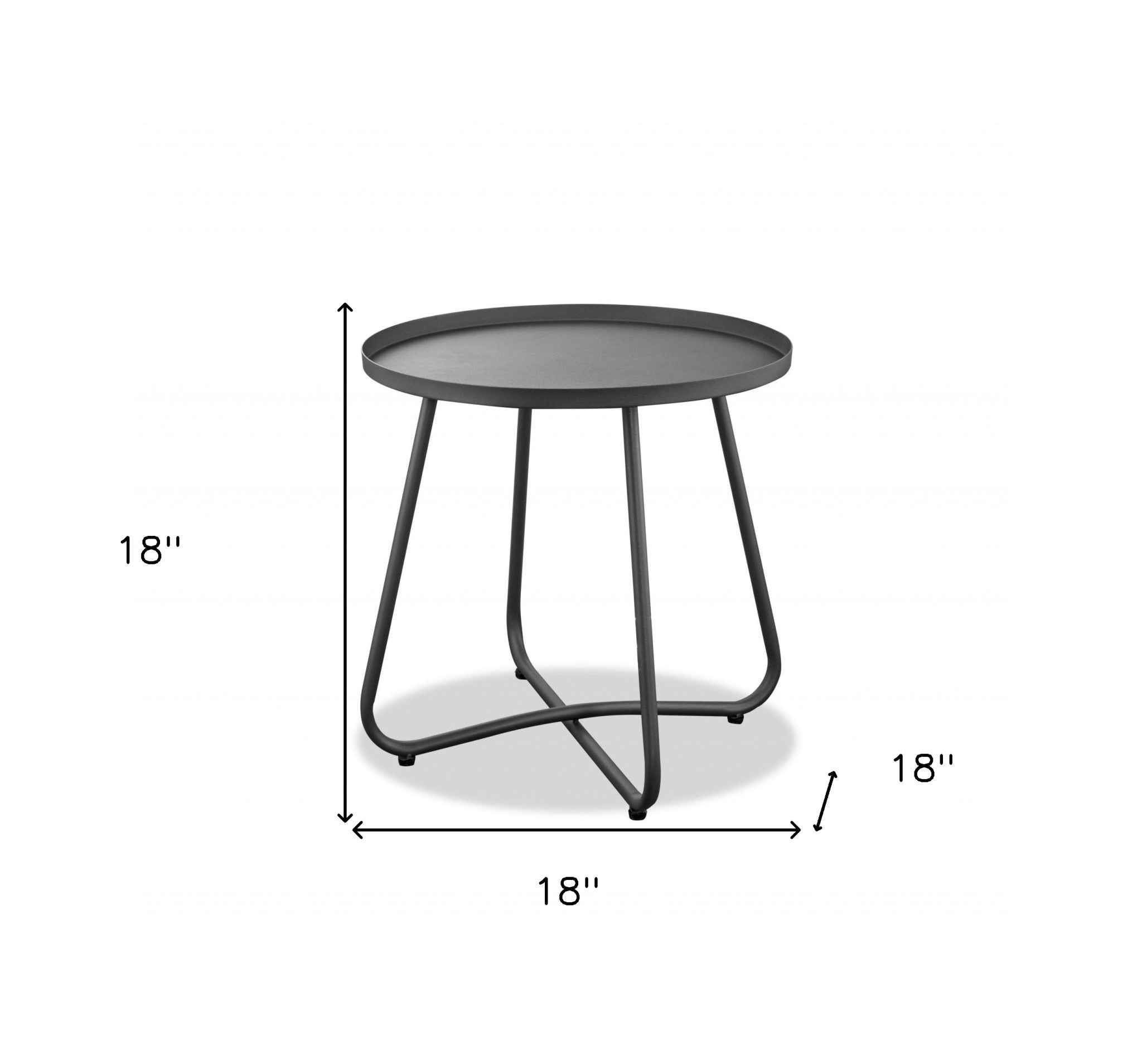 18" Gray Rounded Aluminum Outdoor Side Table