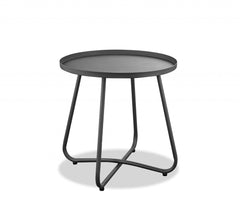 18" Gray Rounded Aluminum Outdoor Side Table