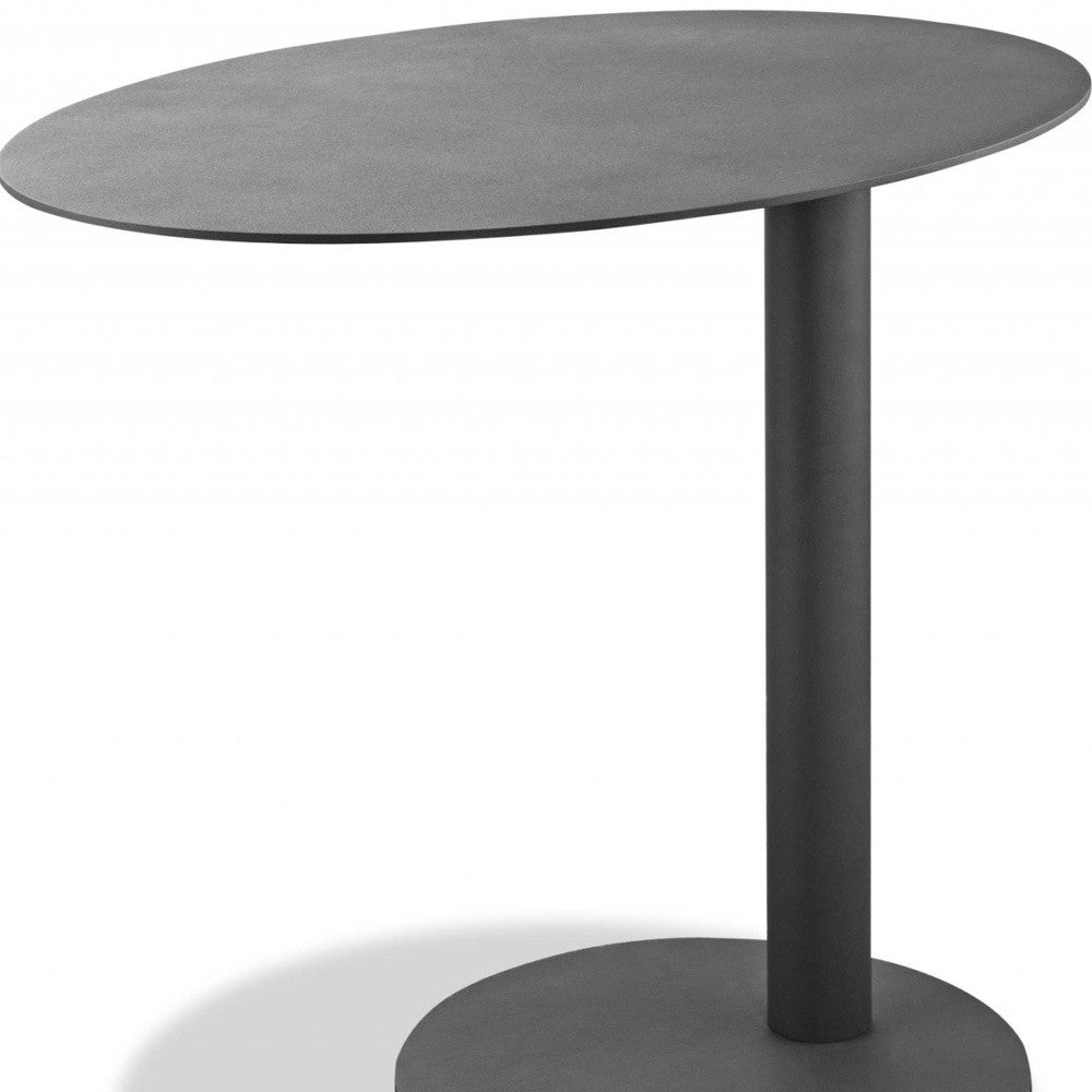 20" Gray Oval Aluminum Outdoor Side Table