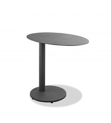 20" Gray Oval Aluminum Outdoor Side Table