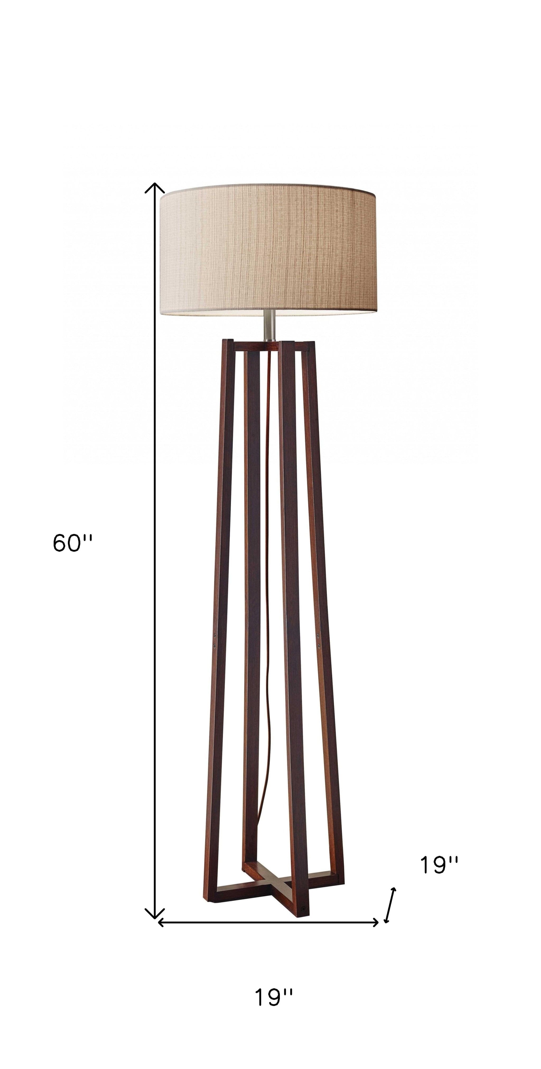 60" Solid Wood Novelty Floor Lamp With Beige Drum Shade - Homeroots