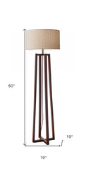 60" Solid Wood Novelty Floor Lamp With Beige Drum Shade - Homeroots