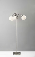 66" Silver Three Light Tree Floor Lamp With White Bowl Shades - Homeroots