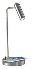 17" Silver Desk Lamp with USB and Wireless Charging