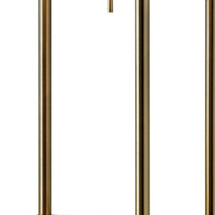 62" Brass Column Floor Lamp With Gray Fabric Square Shade