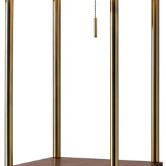 62" Brass Column Floor Lamp With Gray Fabric Square Shade