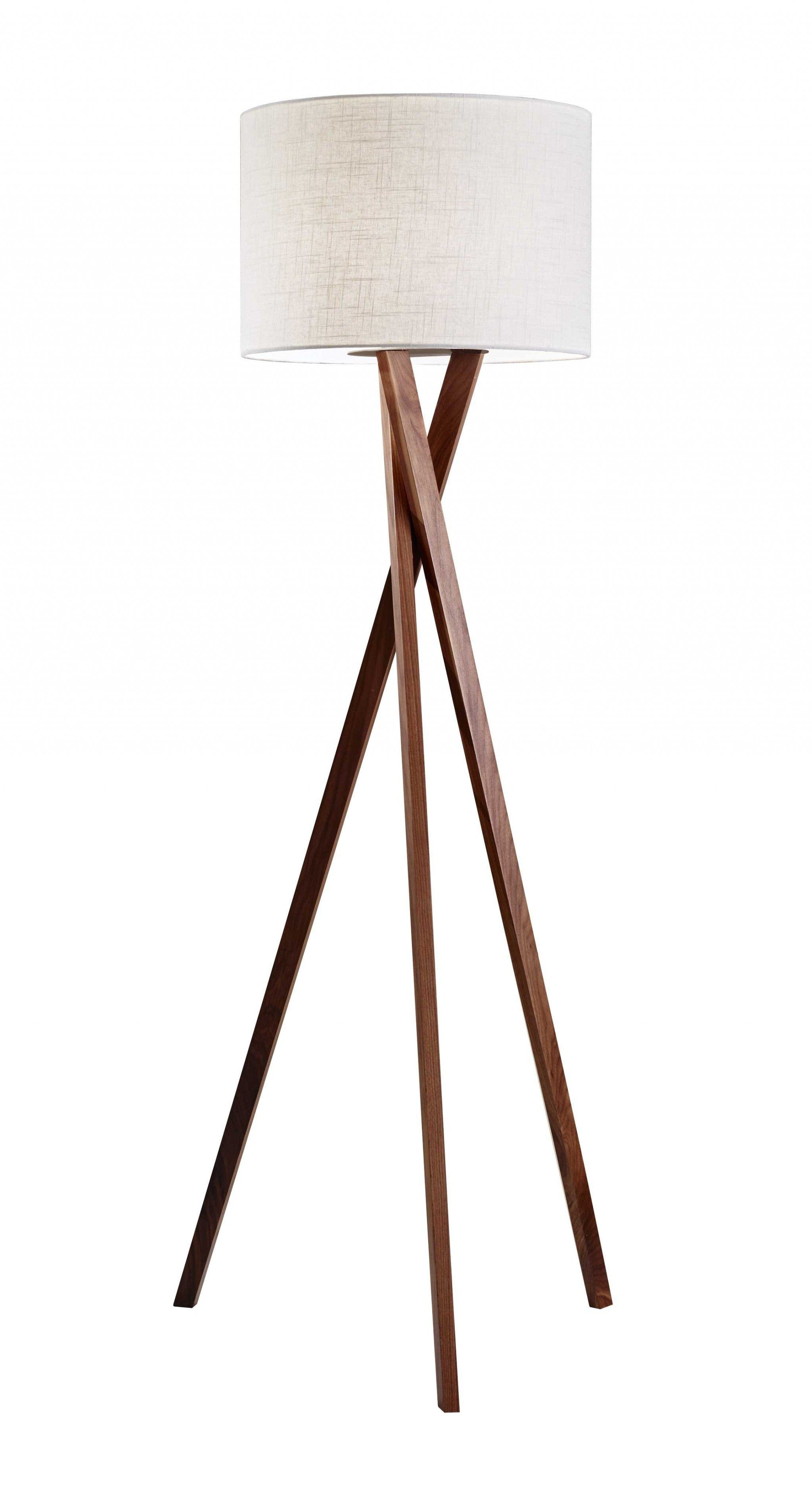 63" Solid Wood Tripod Floor Lamp With White Drum Shade - Homeroots