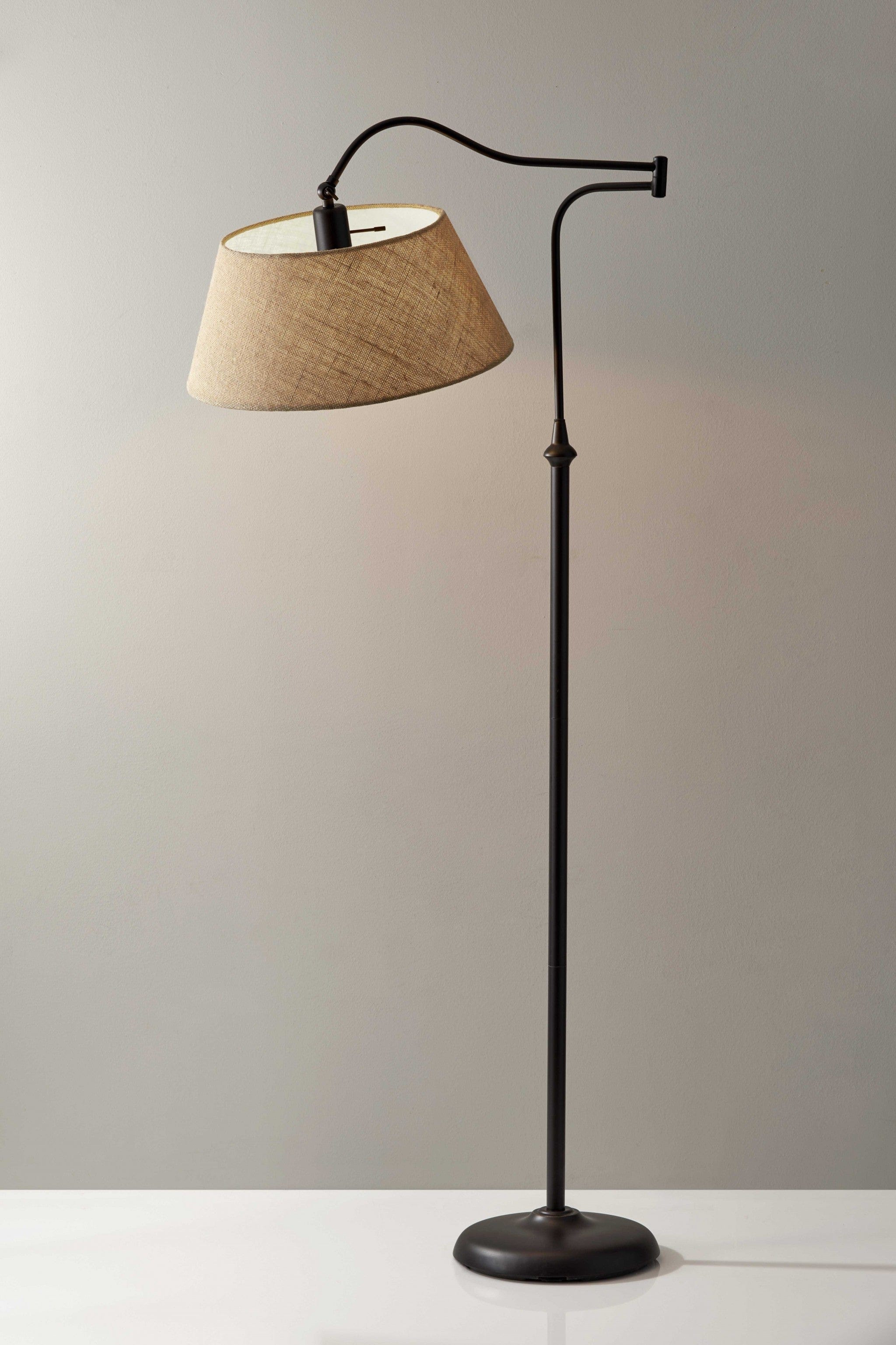 61" Bronze Arched Floor Lamp With Brown Empire Shade - Homeroots