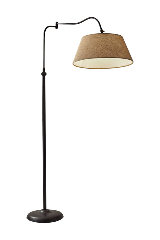 61" Bronze Arched Floor Lamp With Brown Empire Shade