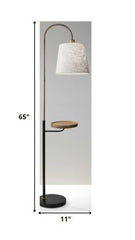 65" Brass Tray Table Floor Lamp With White Solid Color Empire Shade