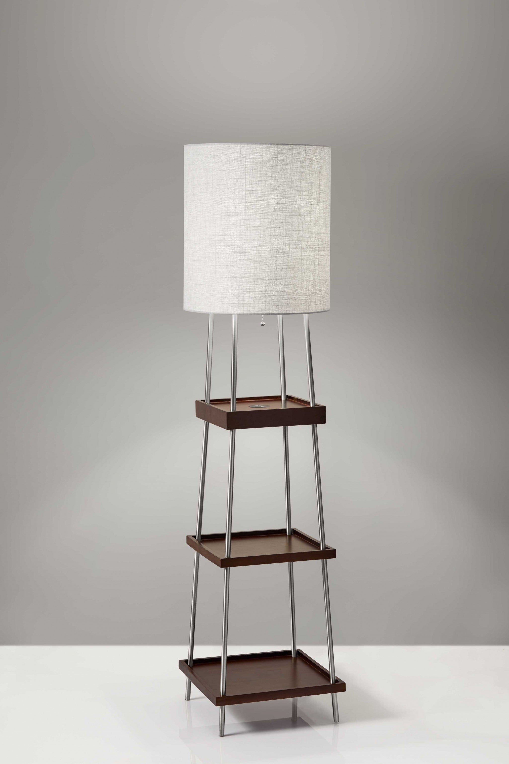 63" Column Floor Lamp With White Drum Shade