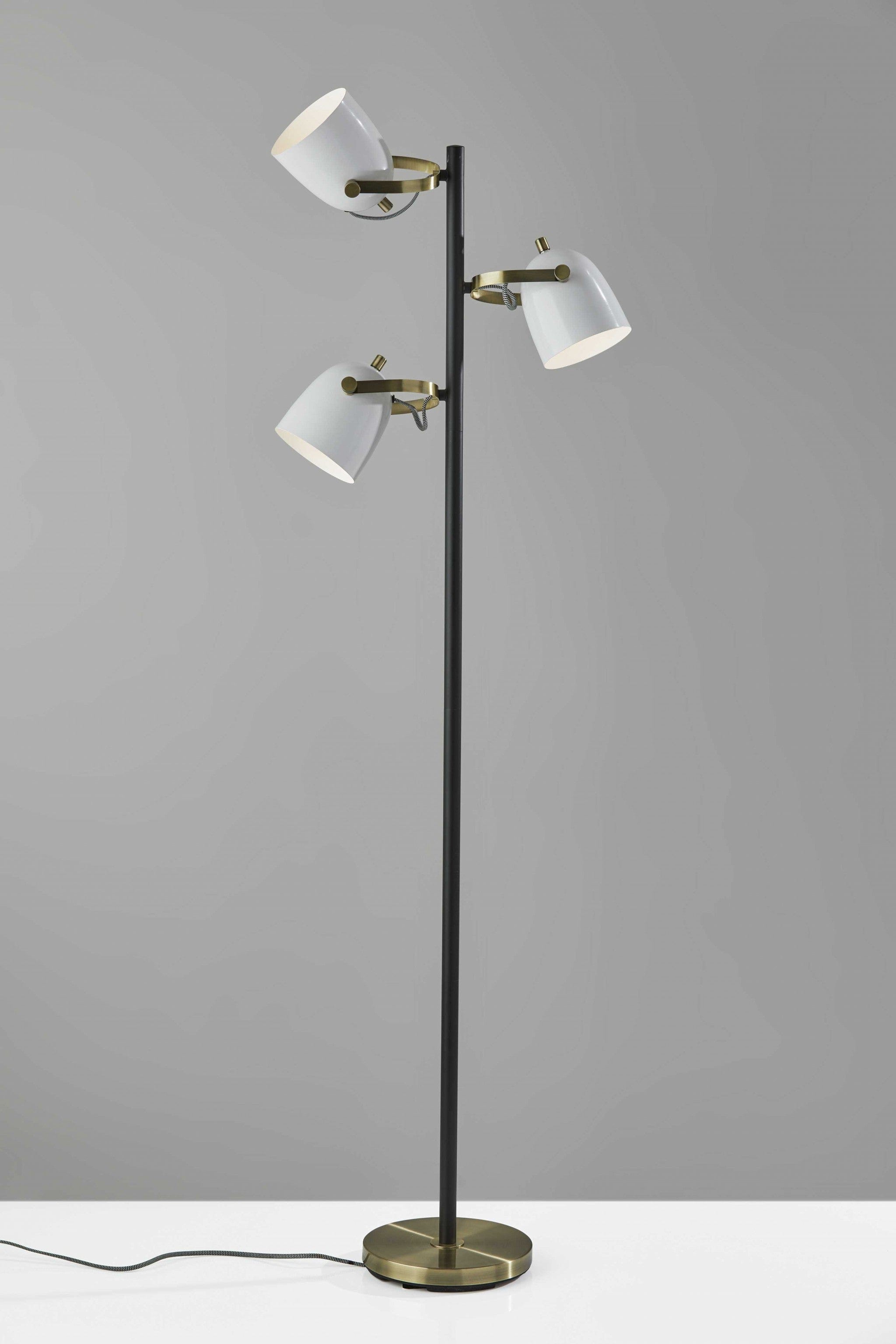 65" Bronze Three Light Tree Floor Lamp With White Solid Color Bell Shade - Homeroots