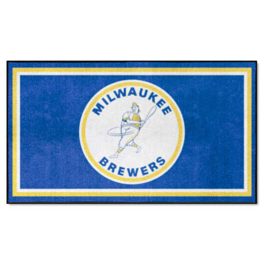 Milwaukee Brewers 3ft. x 5ft. Plush Area Rug - Retro Collection - Milwaukee Brewers