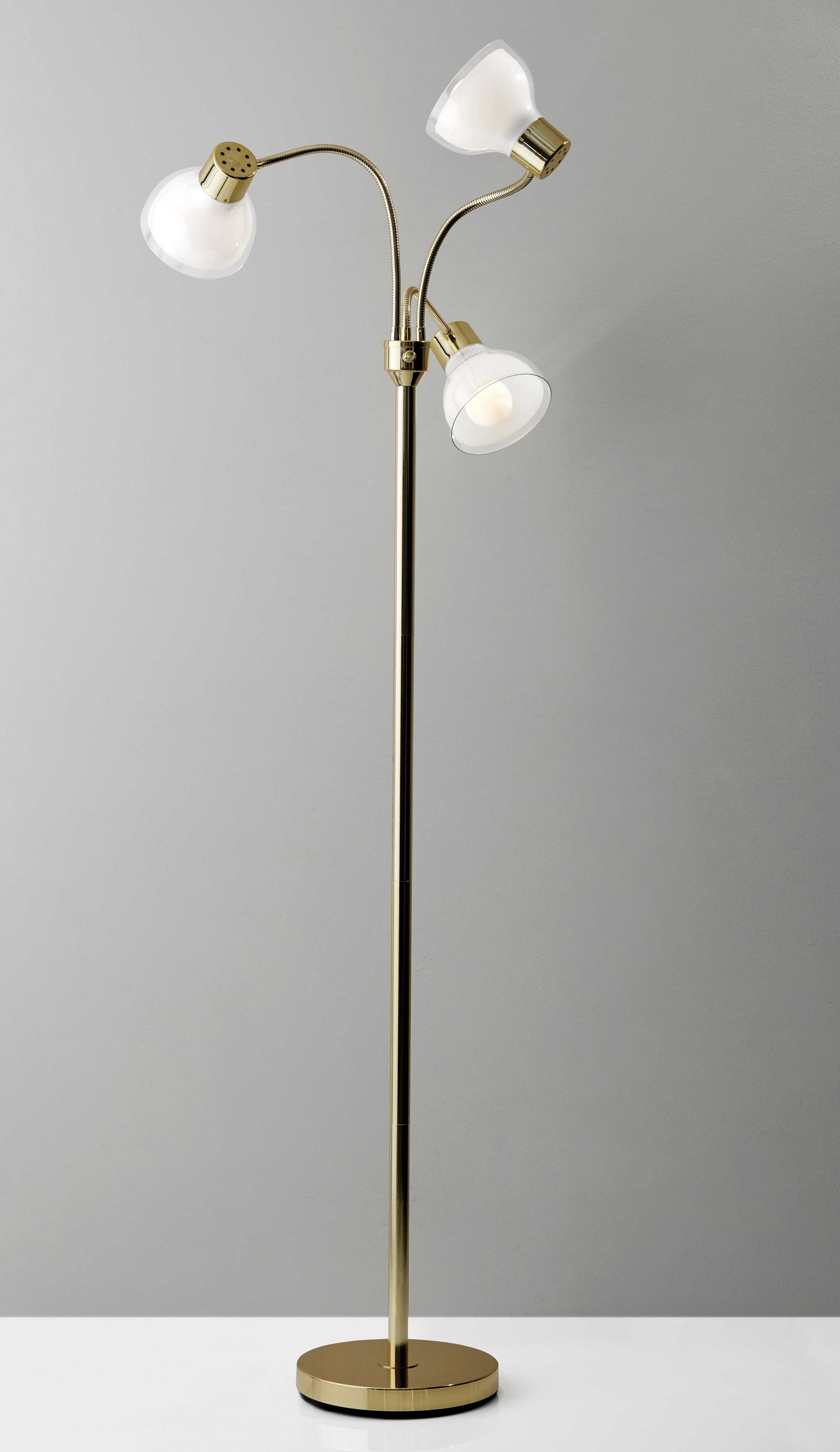 69" Gold Three Light Tree Floor Lamp With Clear Bowl Shade