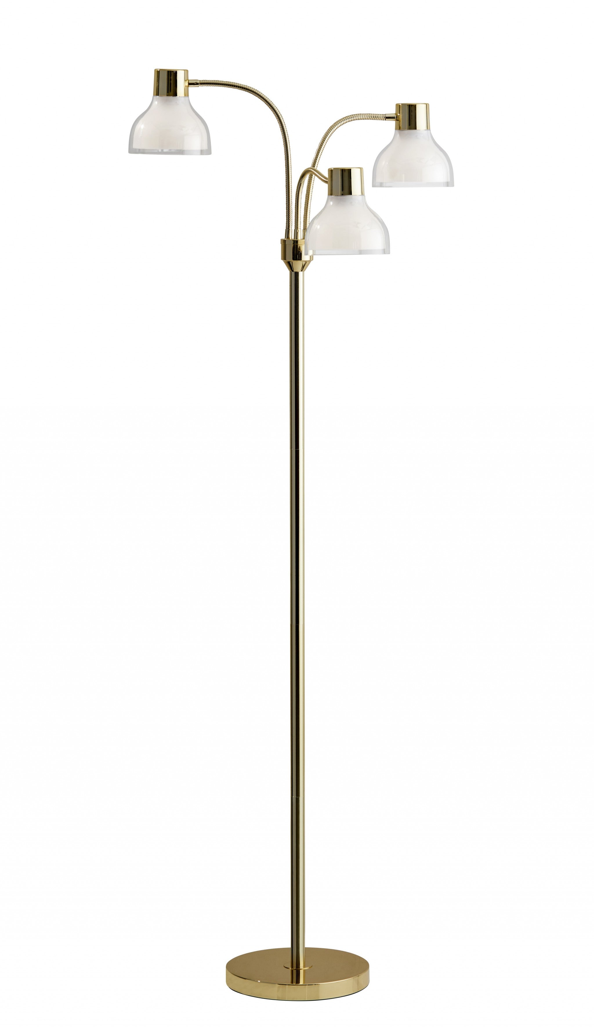 69" Gold Three Light Tree Floor Lamp With Clear Bowl Shade