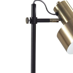 Retro Floor Lamp with Matte Black Pole and Adjustable Jumbo Antique Brass Metal Shade - Homeroots