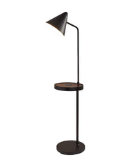 59" Matte Tray Table Floor Lamp With Black Metal Cone Shade