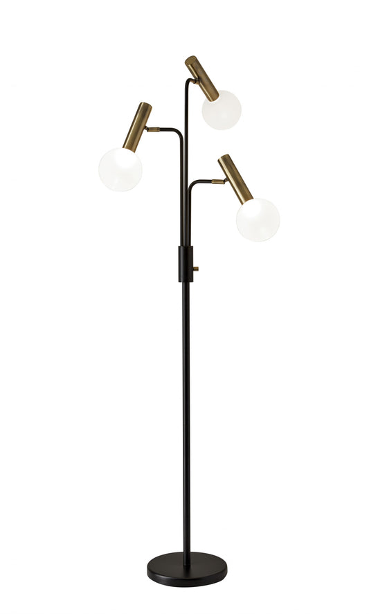 70" Black Three Light Novelty Floor Lamp